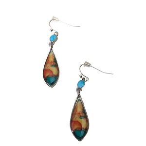 Yaomiao Crystal Dangle Cubic Zirconia Water Drop Earrings Women's Blue/Yellow